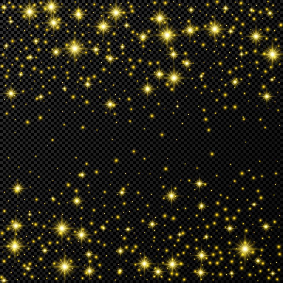 ouro pano de fundo com estrelas e poeira brilhos isolado em Sombrio vetor