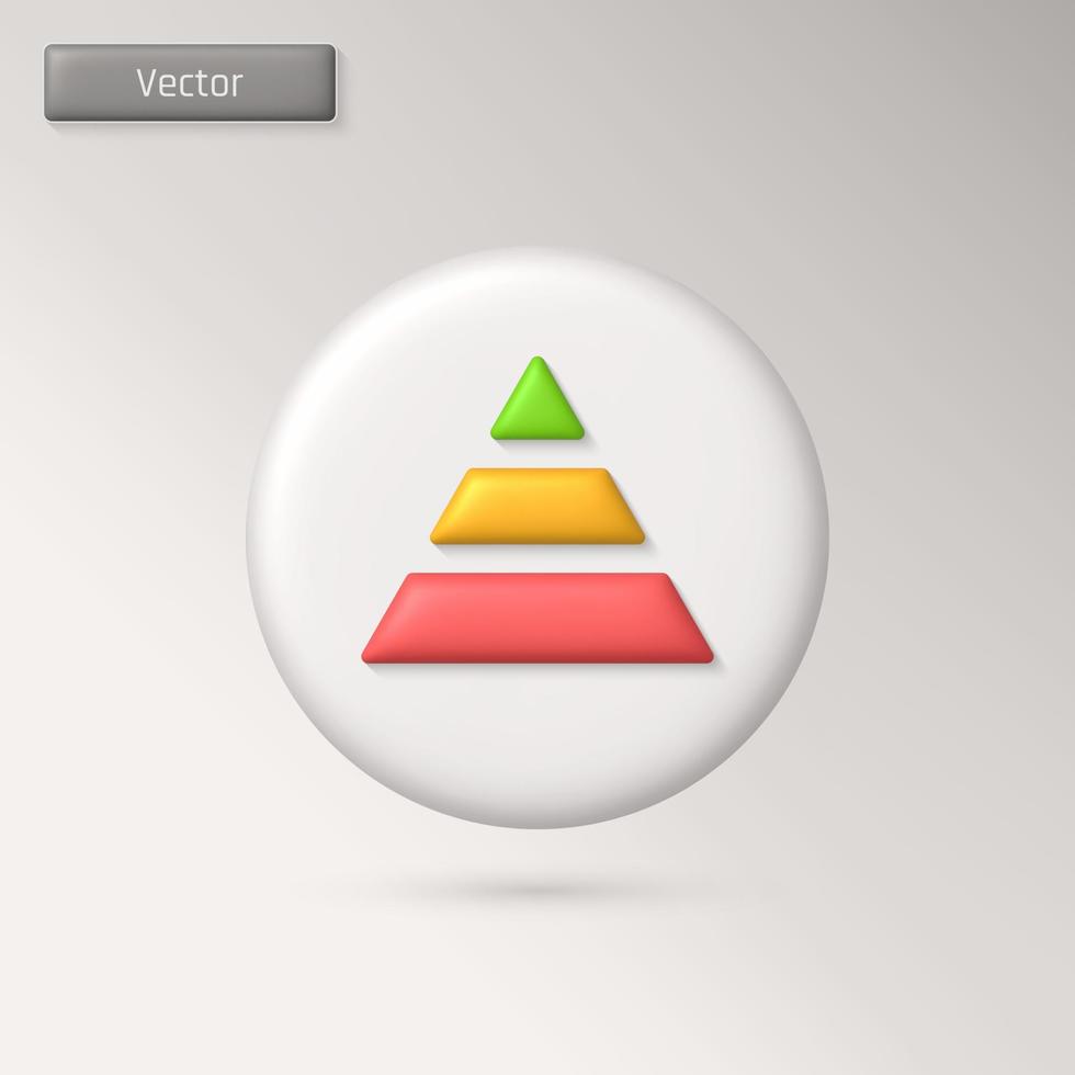 pirâmide gráfico 3d ícone. 3d vetor render ilustração.
