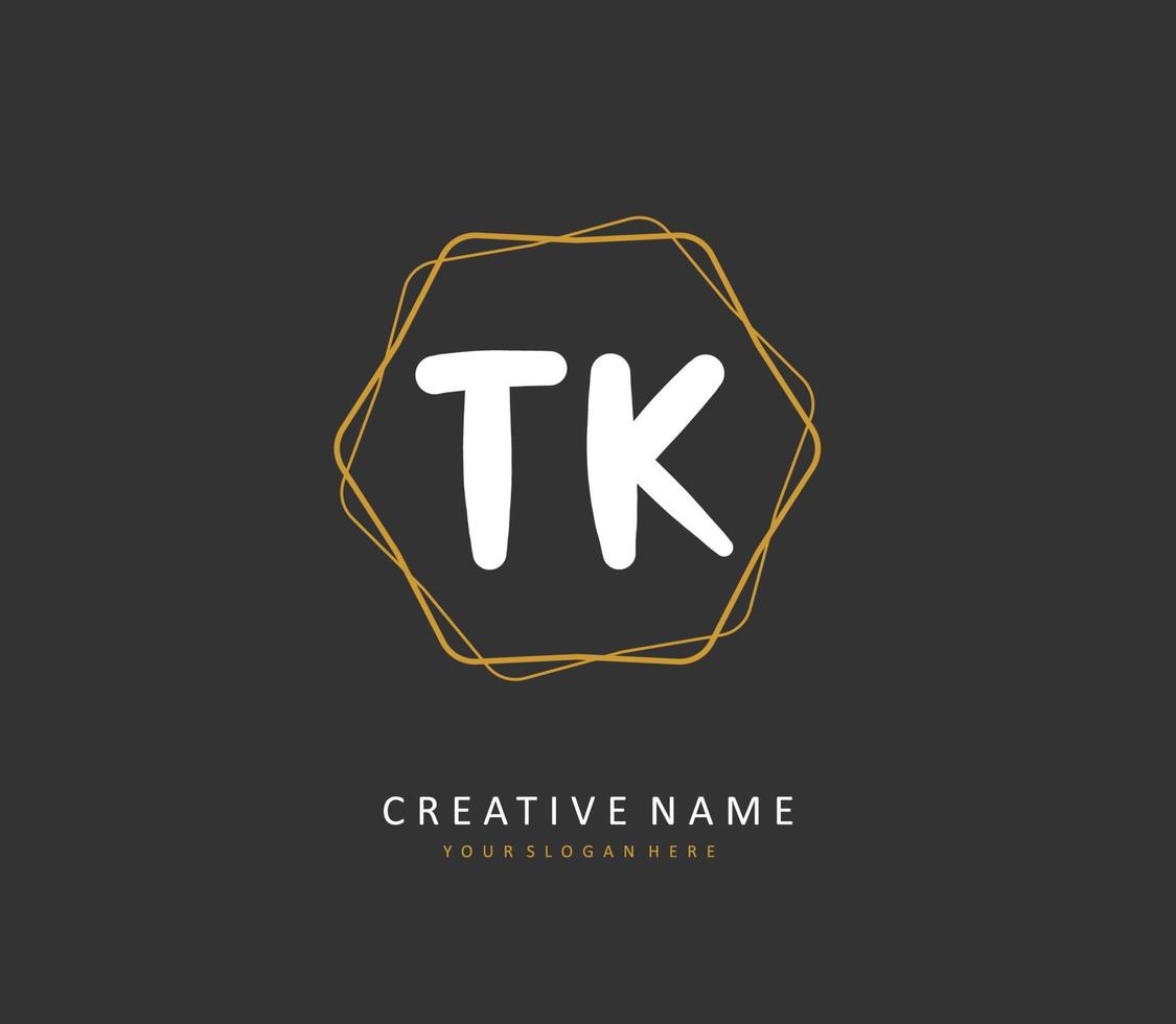 t k tk inicial carta caligrafia e assinatura logotipo. uma conceito caligrafia inicial logotipo com modelo elemento. vetor