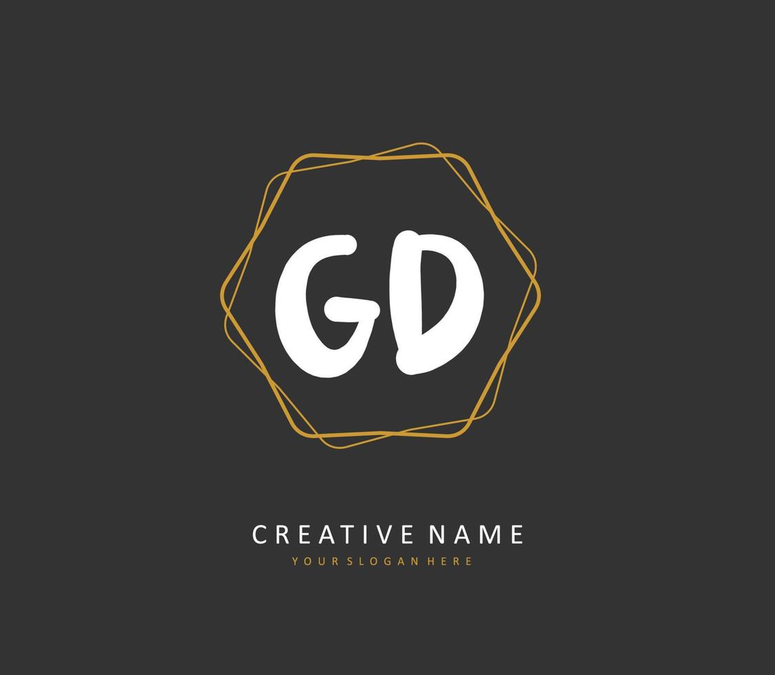 gd inicial carta caligrafia e assinatura logotipo. uma conceito caligrafia inicial logotipo com modelo elemento. vetor