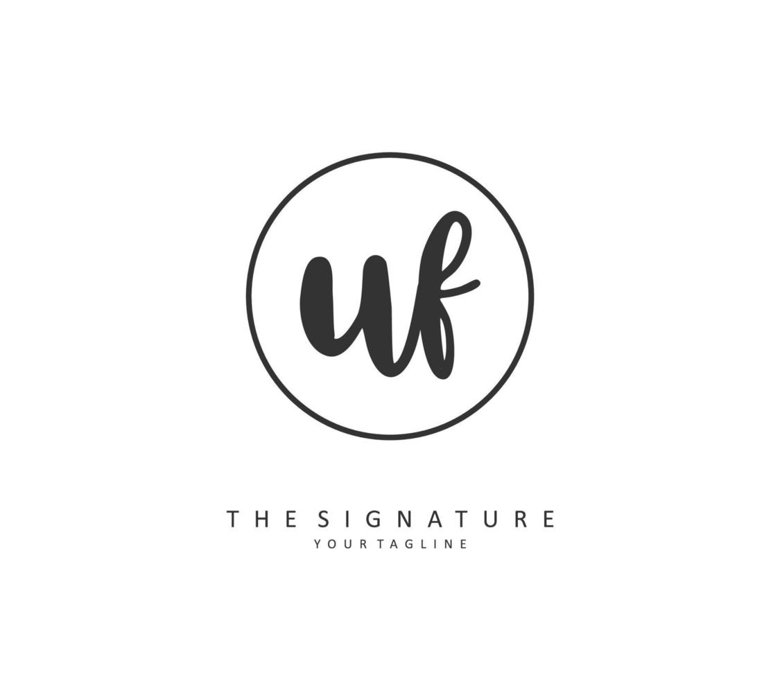 uf inicial carta caligrafia e assinatura logotipo. uma conceito caligrafia inicial logotipo com modelo elemento. vetor