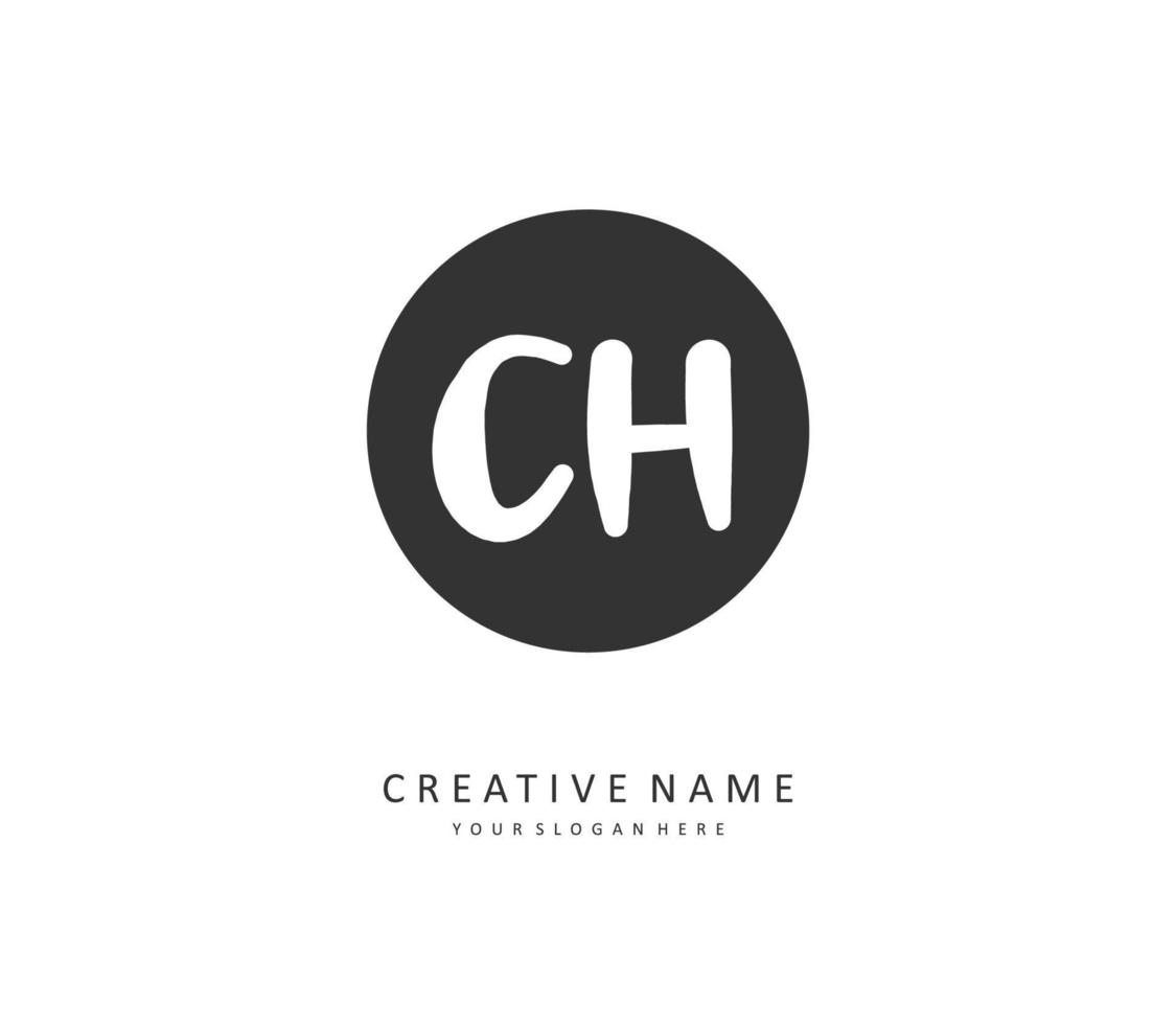 c h CH inicial carta caligrafia e assinatura logotipo. uma conceito caligrafia inicial logotipo com modelo elemento. vetor