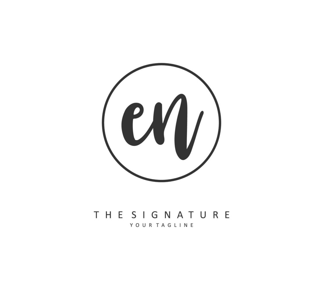 e n en inicial carta caligrafia e assinatura logotipo. uma conceito caligrafia inicial logotipo com modelo elemento. vetor