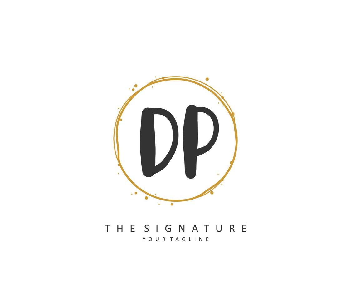 dp inicial carta caligrafia e assinatura logotipo. uma conceito caligrafia inicial logotipo com modelo elemento. vetor