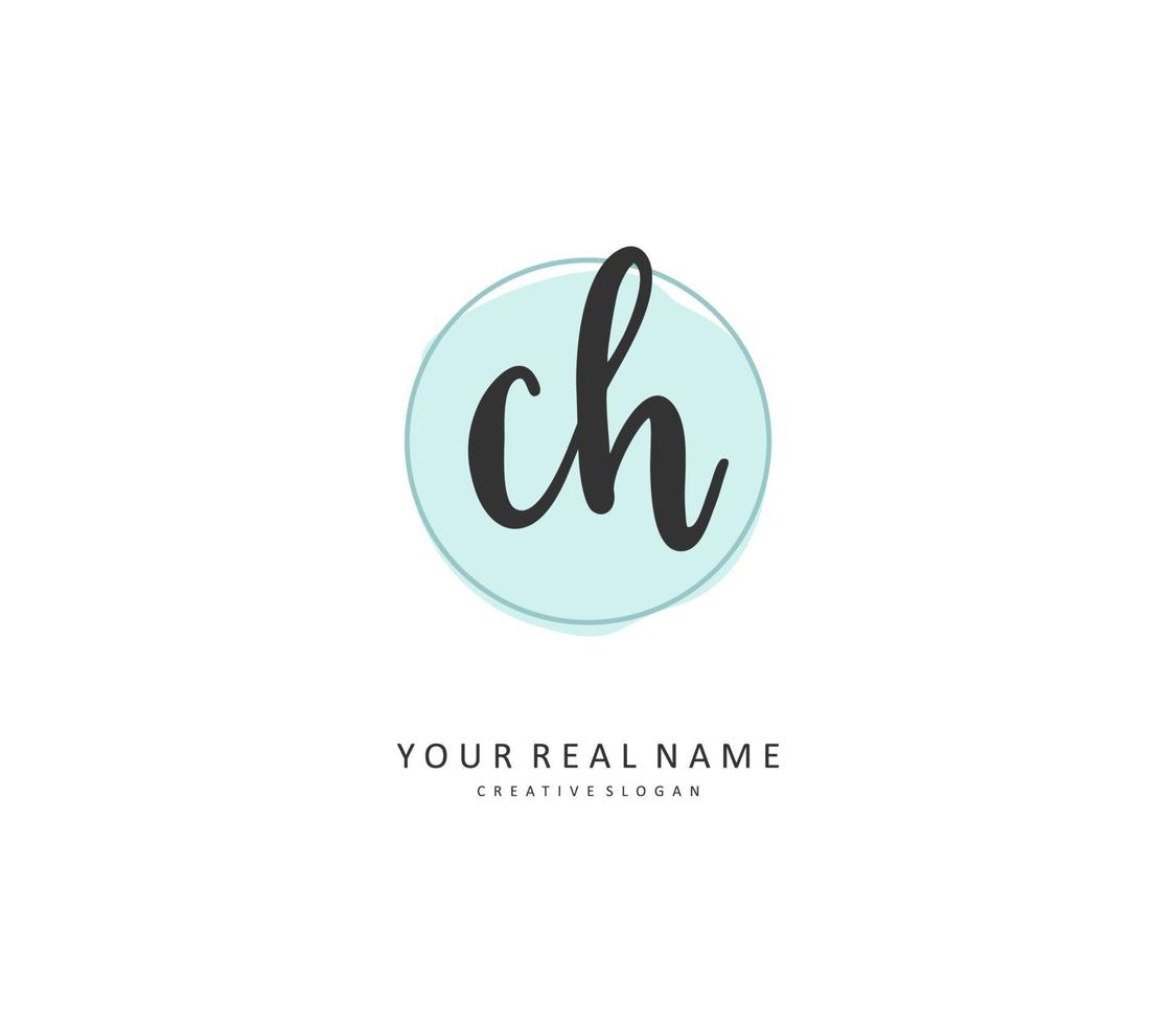 c h CH inicial carta caligrafia e assinatura logotipo. uma conceito caligrafia inicial logotipo com modelo elemento. vetor