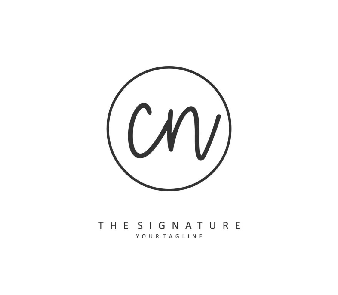 c n cn inicial carta caligrafia e assinatura logotipo. uma conceito caligrafia inicial logotipo com modelo elemento. vetor