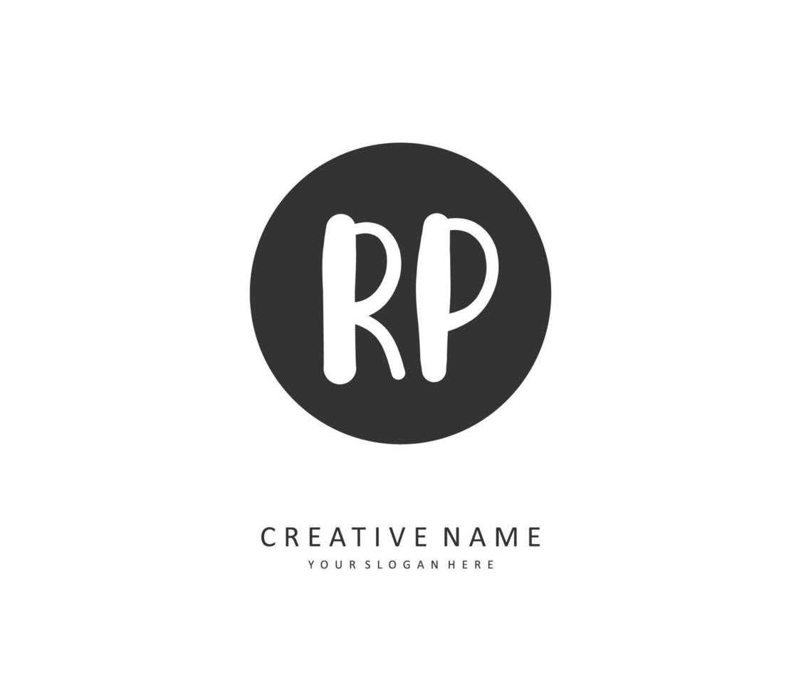 rp inicial carta caligrafia e assinatura logotipo. uma conceito caligrafia inicial logotipo com modelo elemento. vetor