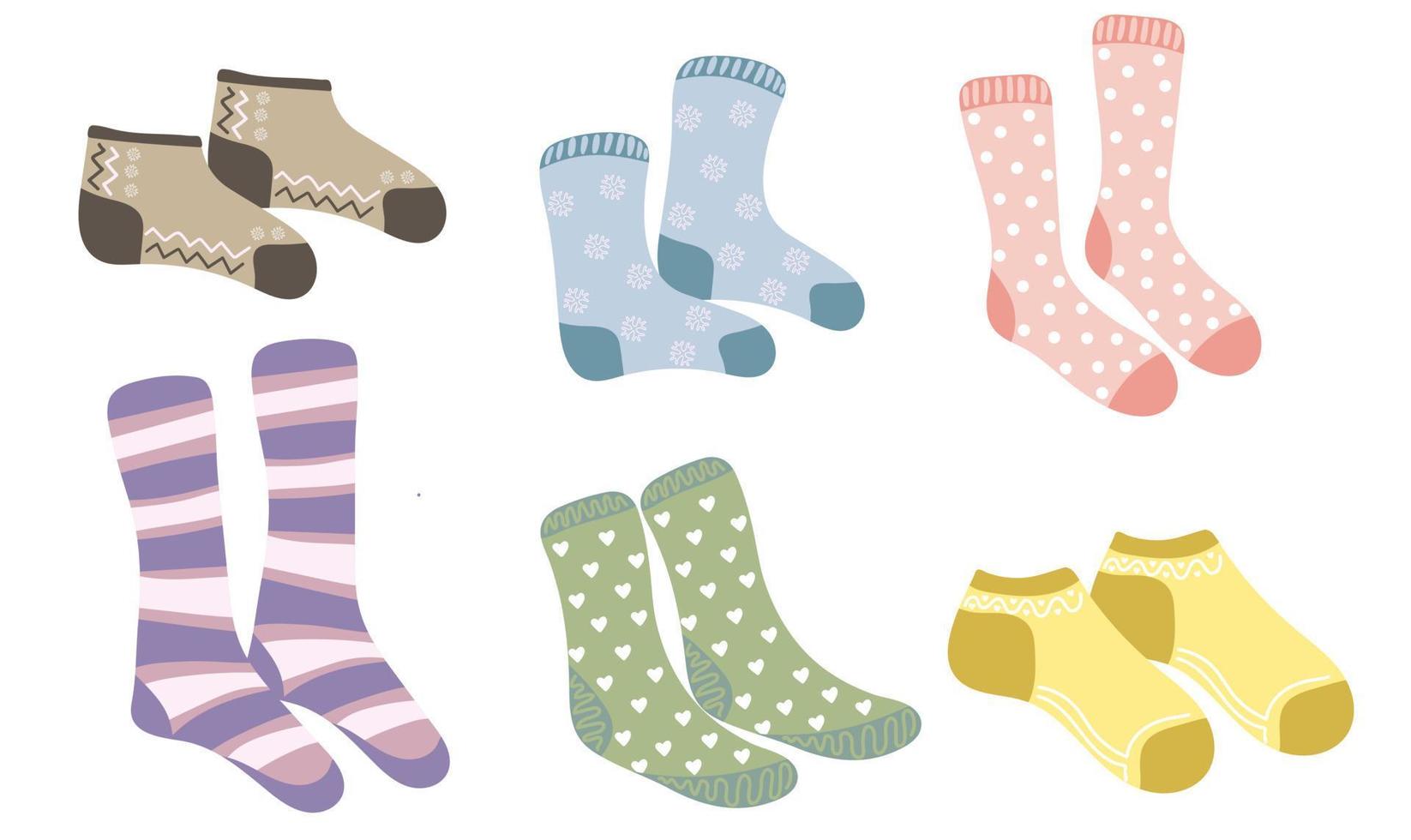 conjunto do diferente meias.quentes de lã e algodão meias com fofa padrões vetor