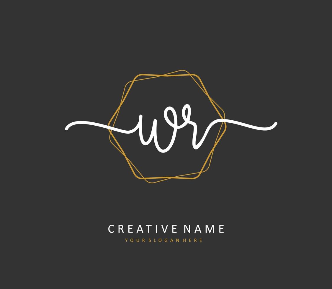wr inicial carta caligrafia e assinatura logotipo. uma conceito caligrafia inicial logotipo com modelo elemento. vetor