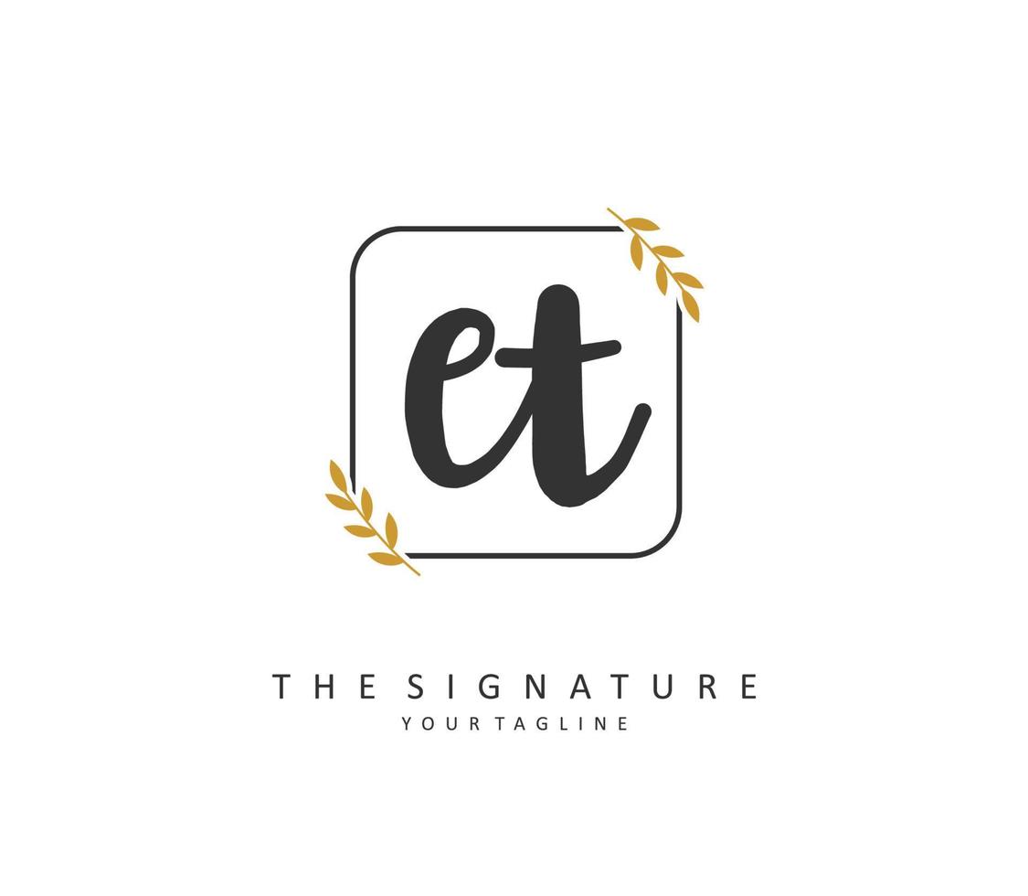 e t et inicial carta caligrafia e assinatura logotipo. uma conceito caligrafia inicial logotipo com modelo elemento. vetor