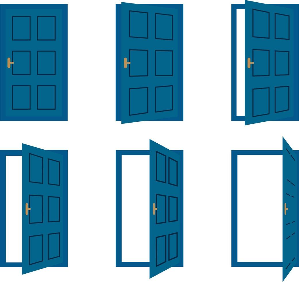 porta animação. aberto e fechadas de madeira portas, casa Entrada. minimalista vetor ilustração definir.