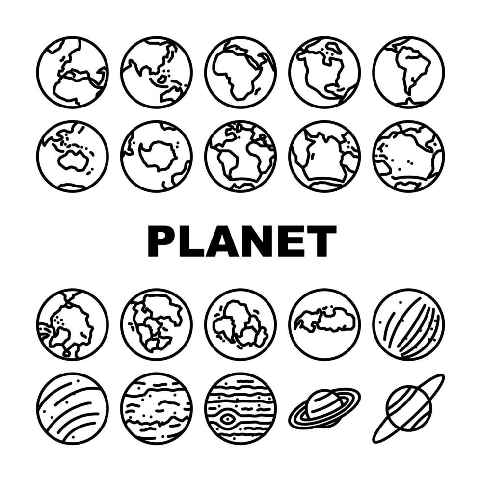 terra mundo globo planeta ícones conjunto vetor