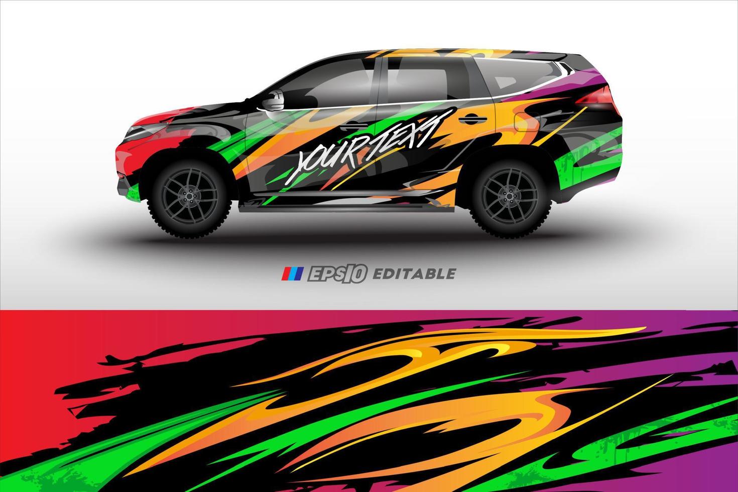 design de envoltório de carro de corrida para adesivos de vinil de veículos e adesivos de empresas automotivas vetor