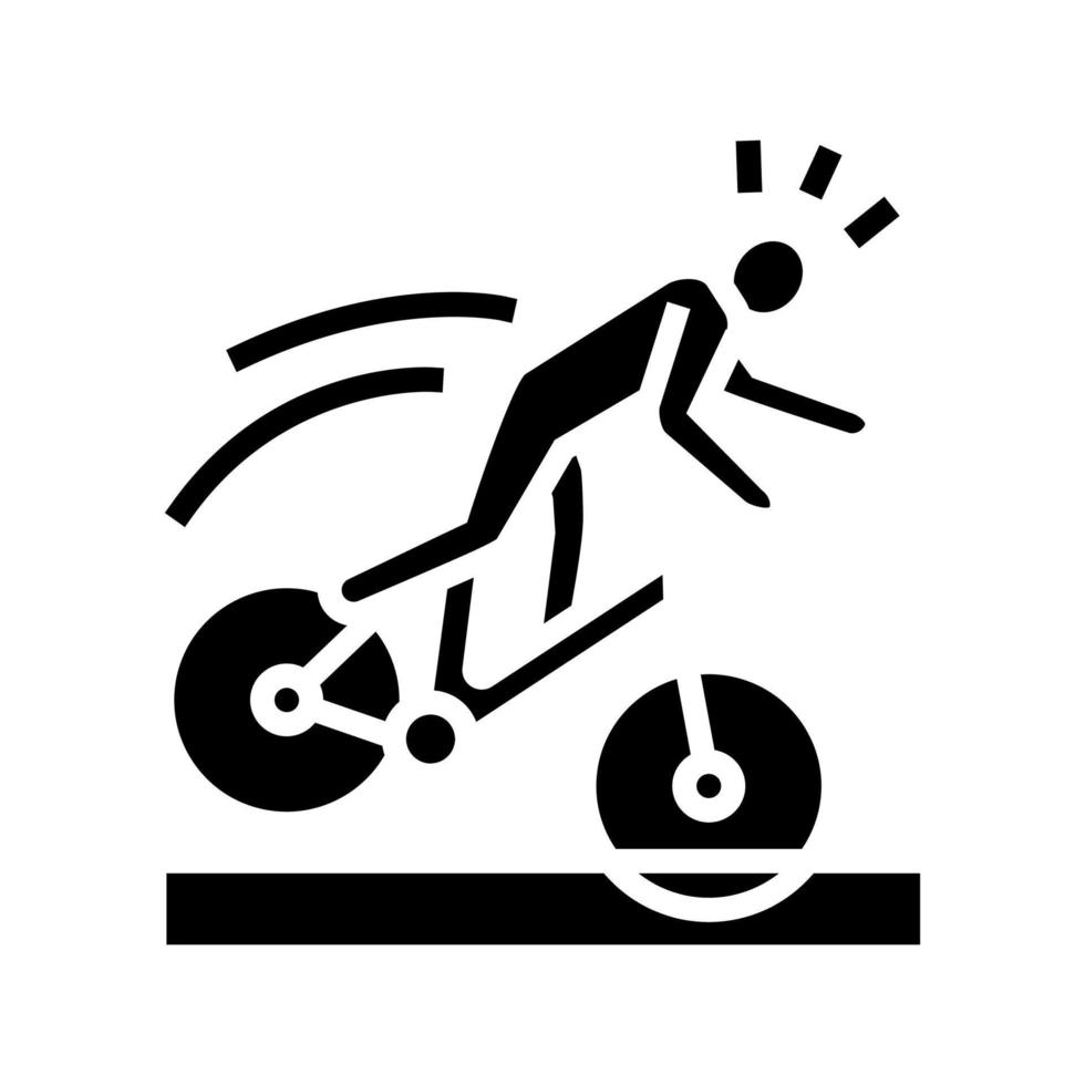 outono bicicleta homem acidente glifo ícone vetor ilustração
