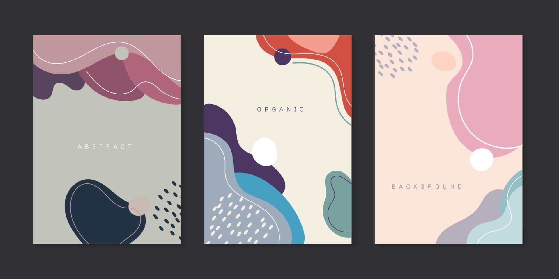 conjunto de formas orgânicas de brochura de capa de fundo criativo com linhas minimalistas estilo moderno vetor