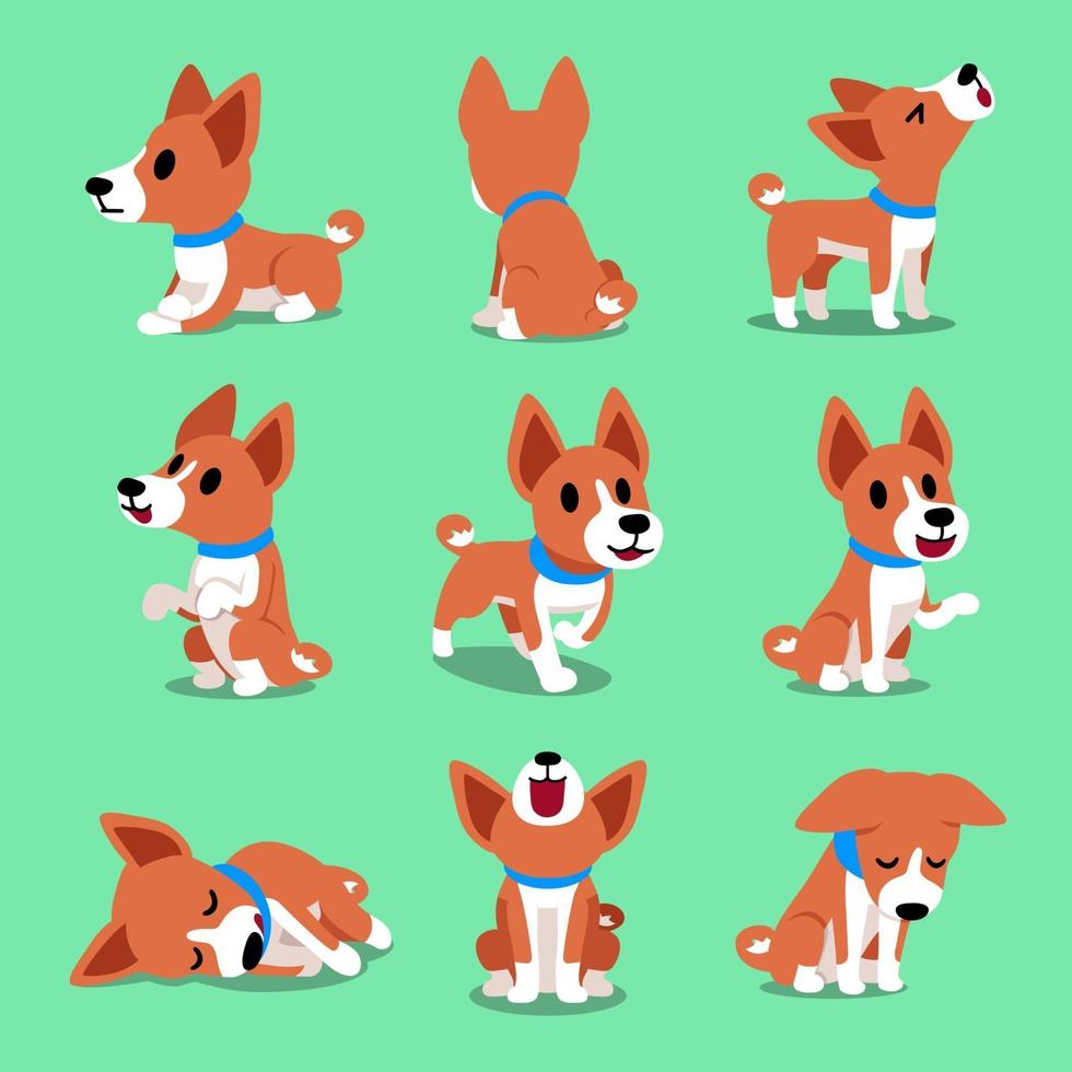 personagem de desenho animado basenji posa vetor