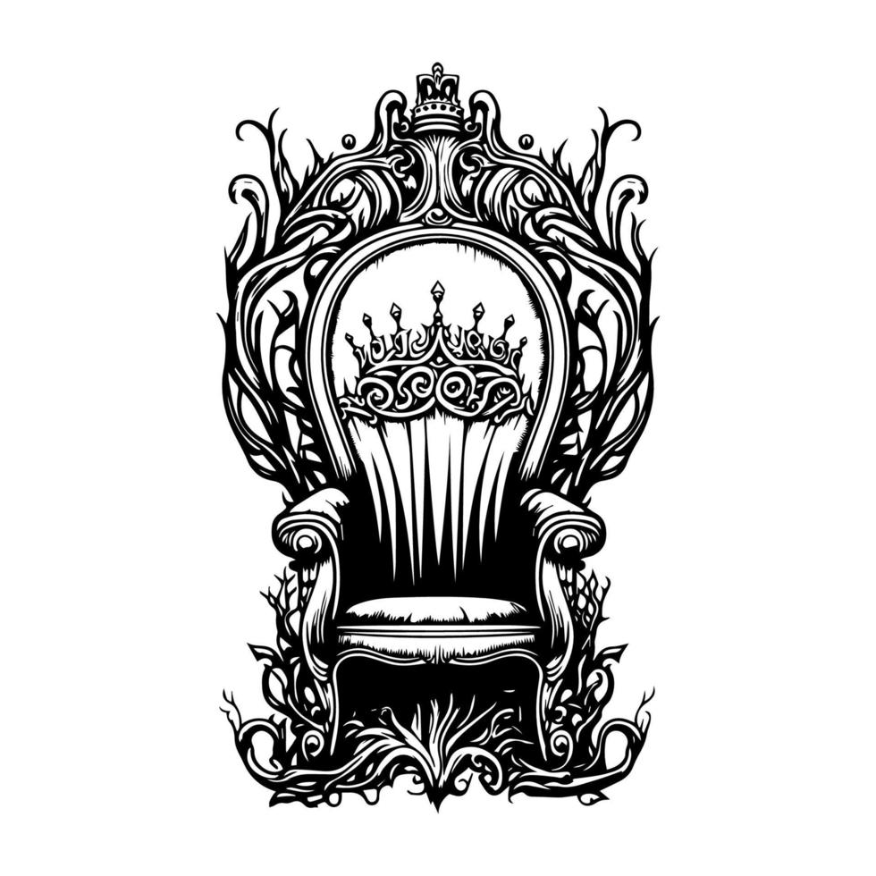 real trono linha arte mão desenhado ilustração vetor