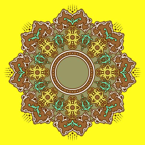 Mandala Decorative Ornaments Fundo Amarelo Vector