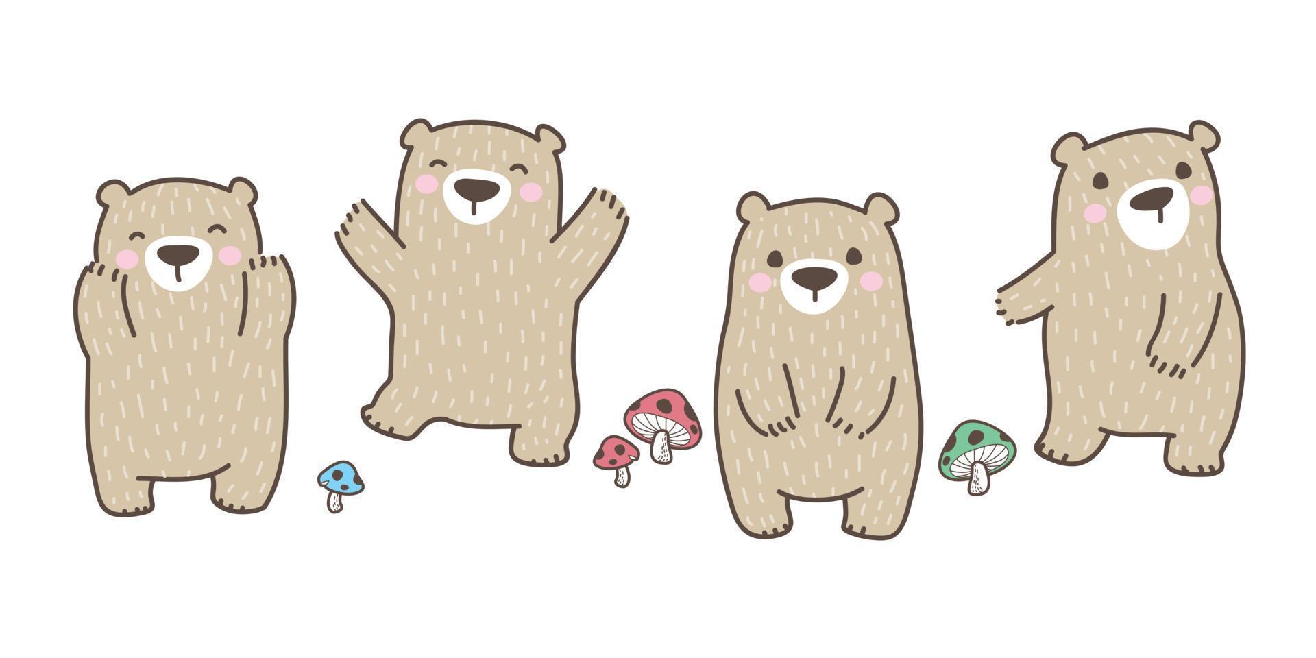 Urso polar Urso vetor cogumelo personagem desenho animado ilustração rabisco