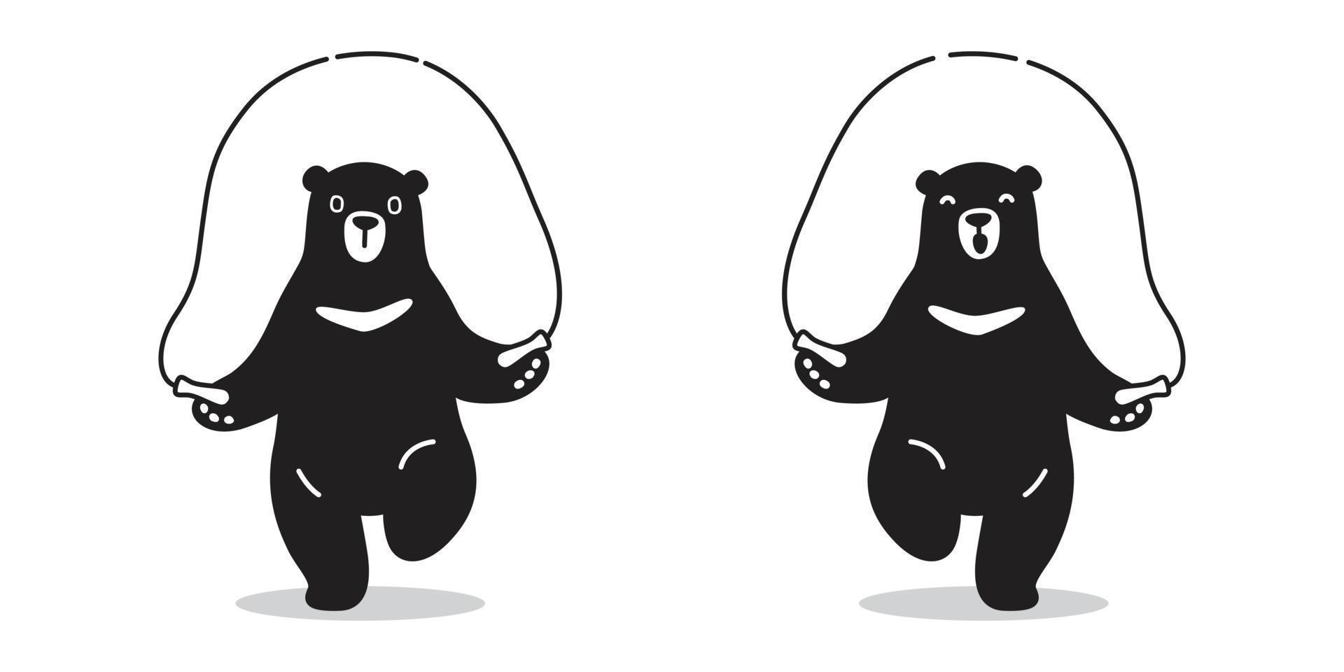 Urso vetor ícone logotipo saltando corda polar Urso rabisco ilustração personagem