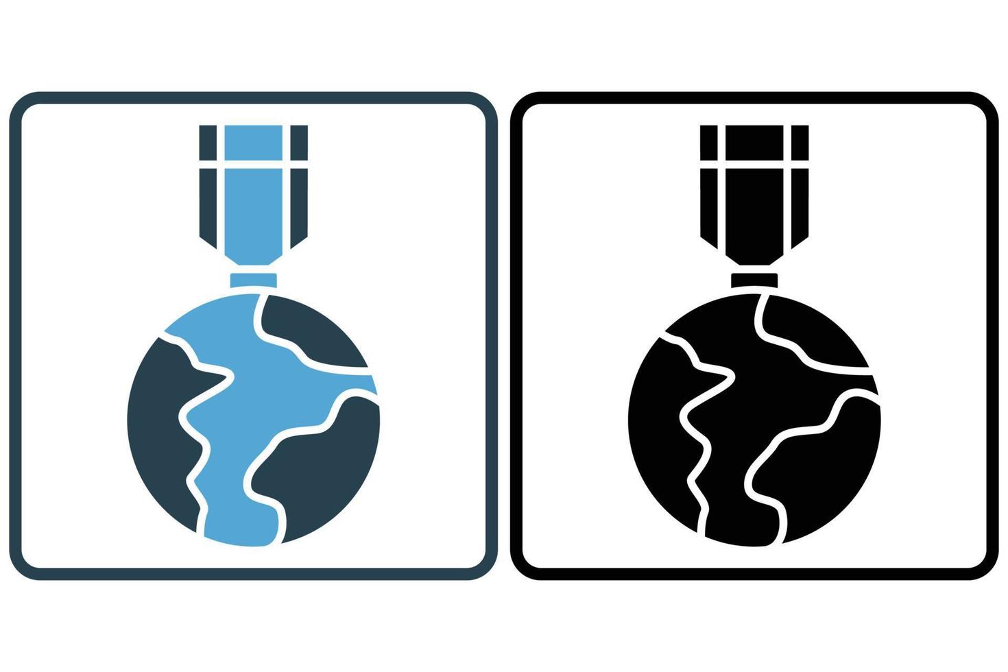 medalha ícone ilustração com terra. ícone relacionado para campeonato. sólido ícone estilo. simples vetor Projeto editável