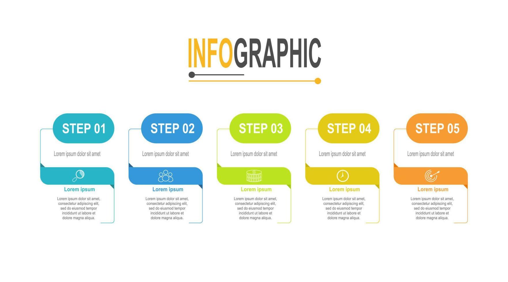 infográfico Linha do tempo modelo 5 passos o negócio dados ilustração. apresentação Linha do tempo infográfico modelo. vetor