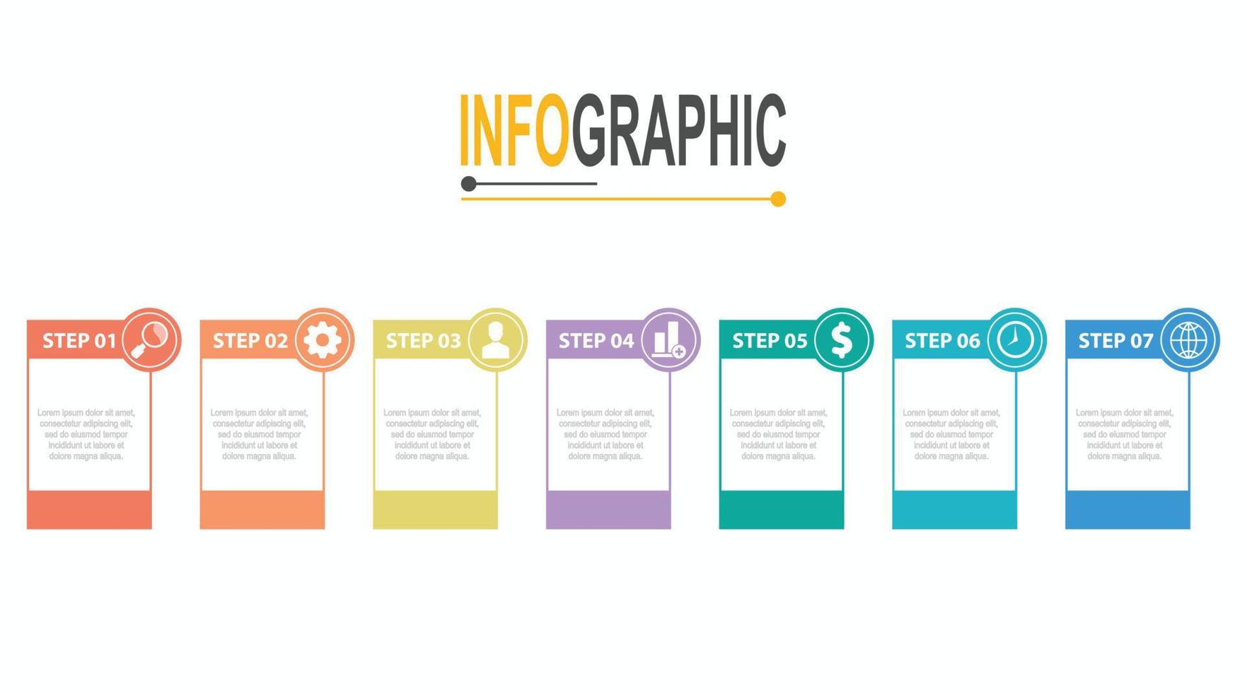 7 passos retângulo quadro, Armação infográfico modelo o negócio dados ilustração vetor