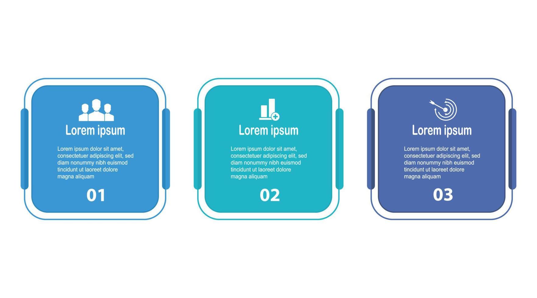 infográfico 3 passos quadrado modelo o negócio dados informação gráfico ilustração vetor