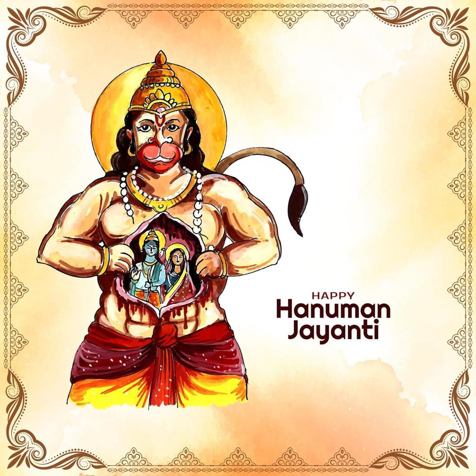 feliz Hanuman Jayanti tradicional indiano festival celebração fundo vetor