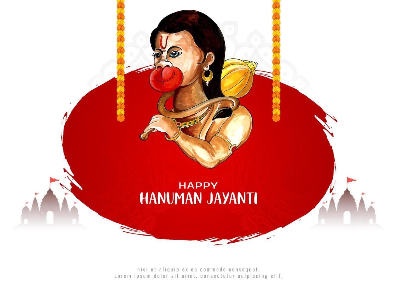 lindo feliz Hanuman Jayanti indiano mitológico festival cartão vetor