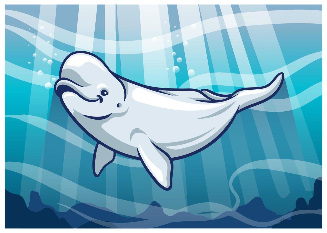 beluga baleia dentro a oceano vetor
