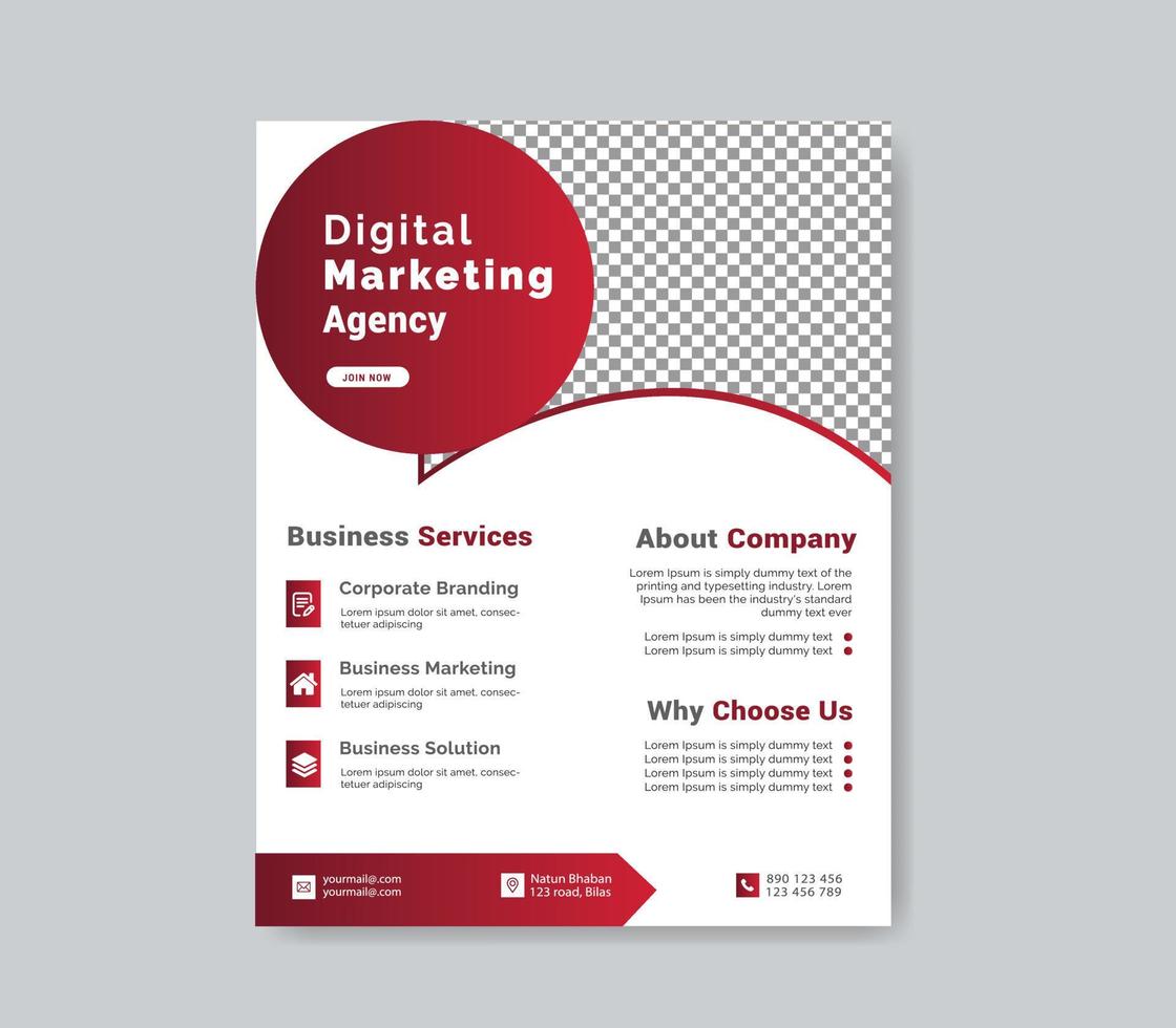 design de modelo de folheto de agência de marketing digital vetor