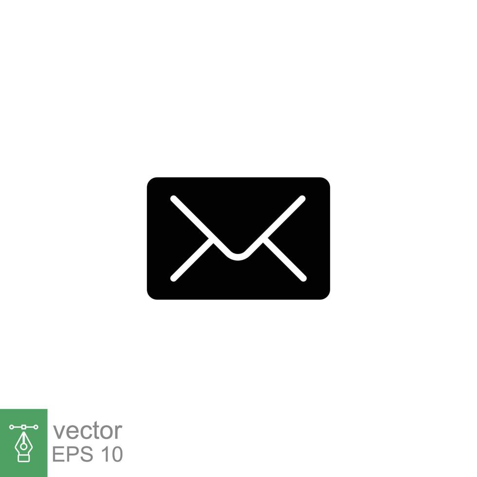 o email envelope ícone. simples sólido estilo. mensagem, correspondência, carta, comunicação conceito. Preto silhueta, glifo símbolo. vetor ilustração Projeto em branco fundo. eps 10.