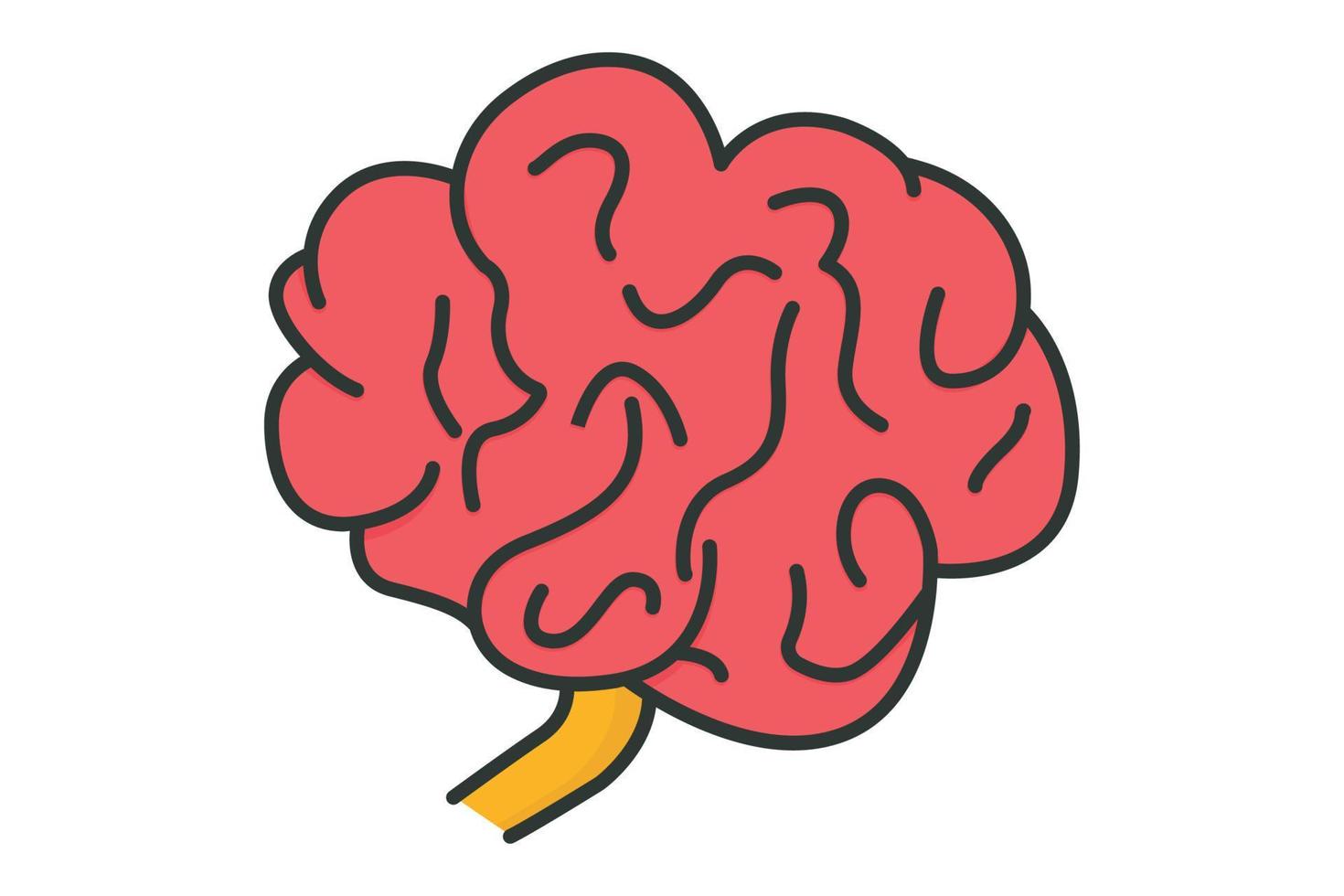 cérebro ícone ilustração. ícone relacionado para humano órgão. plano linha ícone estilo, linear cor. simples vetor Projeto editável