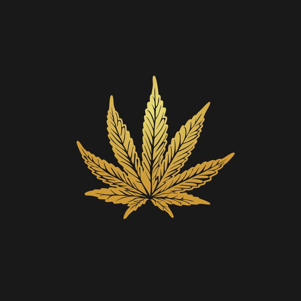 único elegante cannabis com ouro cor. vetor