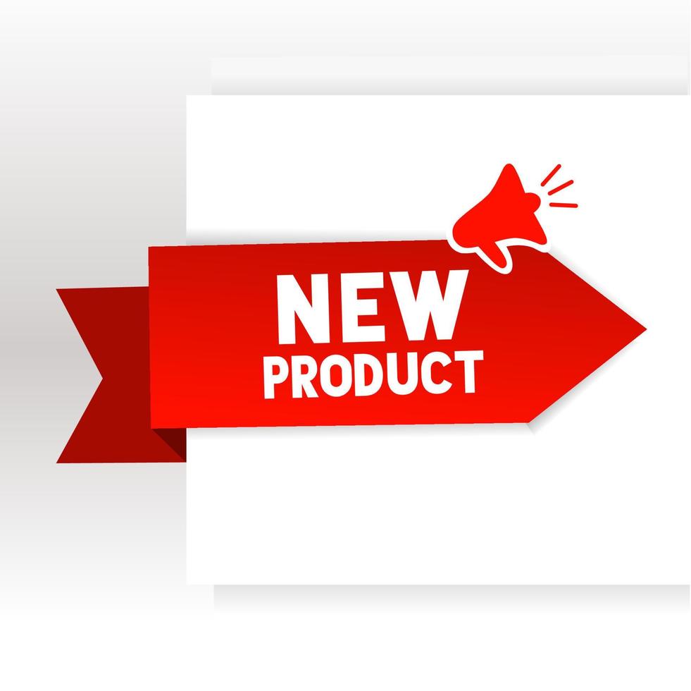 Novo produtos bandeira com megafone ícone Projeto. Novo chegada. Novo coleção. Novo produtos, vetor ilustração.