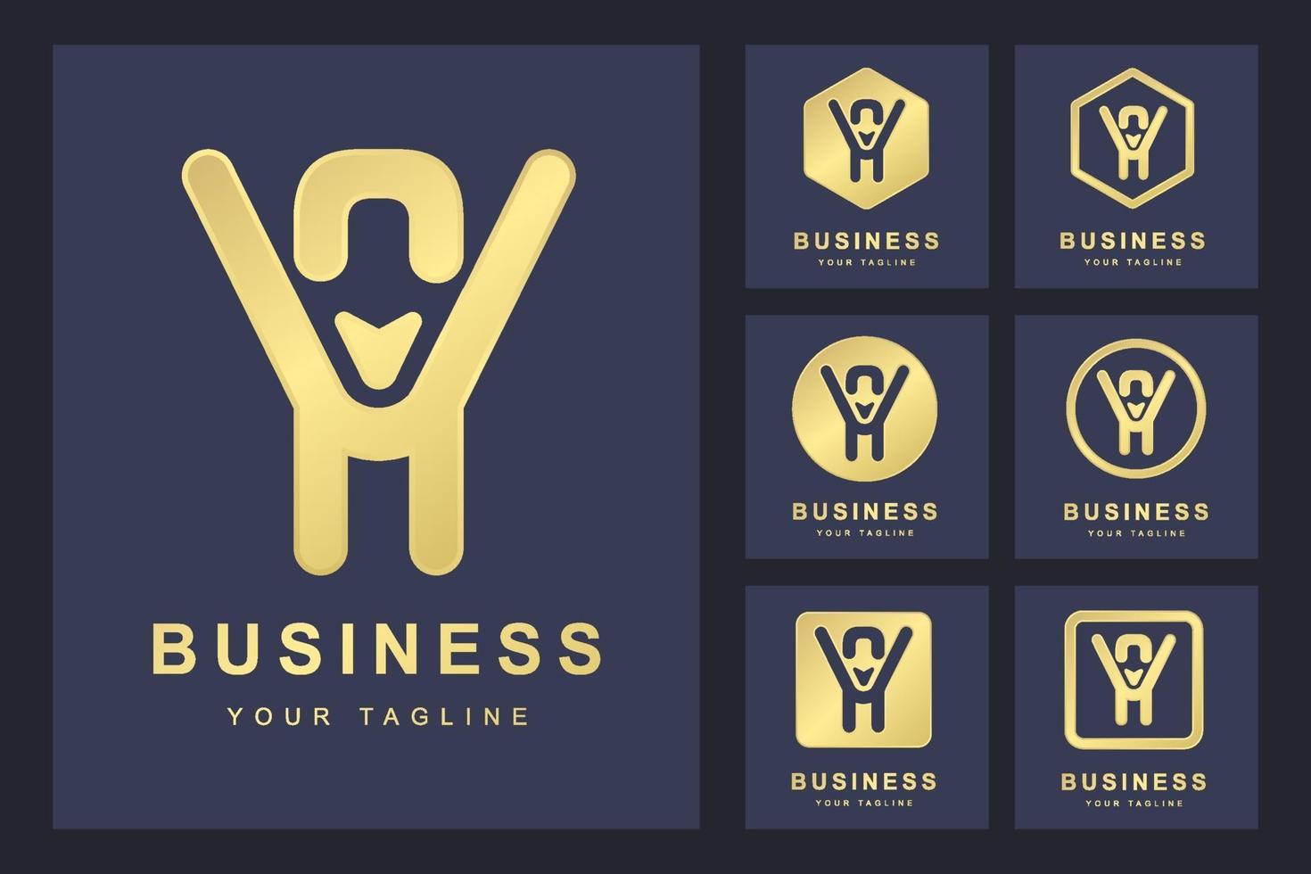 conjunto de letra inicial abstrata av, modelo de logotipo dourado. logotipo para negócios, pessoal, organização. vetor