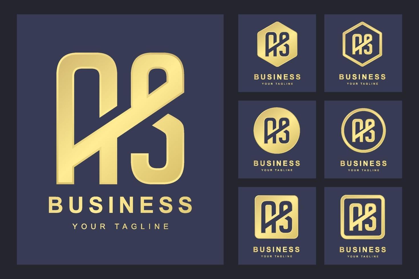 conjunto de letra inicial abstrata como, modelo de logotipo dourado. logotipo para negócios, pessoal, organização. vetor