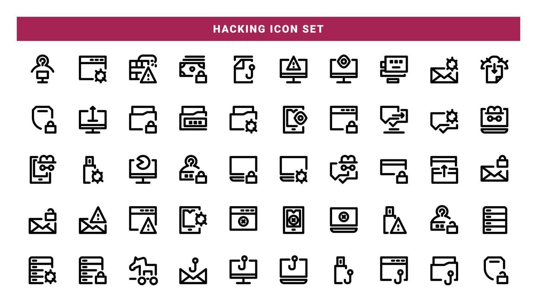 hacking linha ícone Projeto definir. adequado para rede ícones, aplicativos, apresentações, folheto, esfolador, Educação. vetor