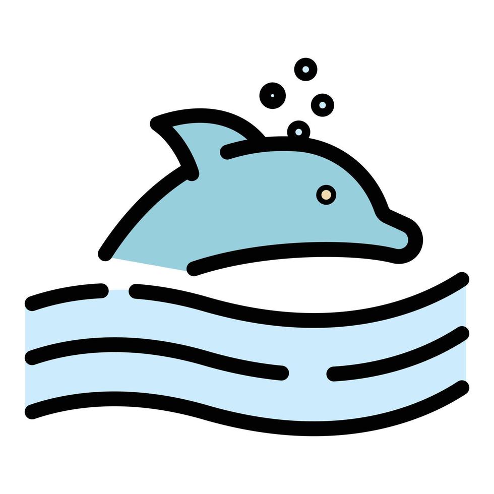 mar golfinho ícone vetor plano