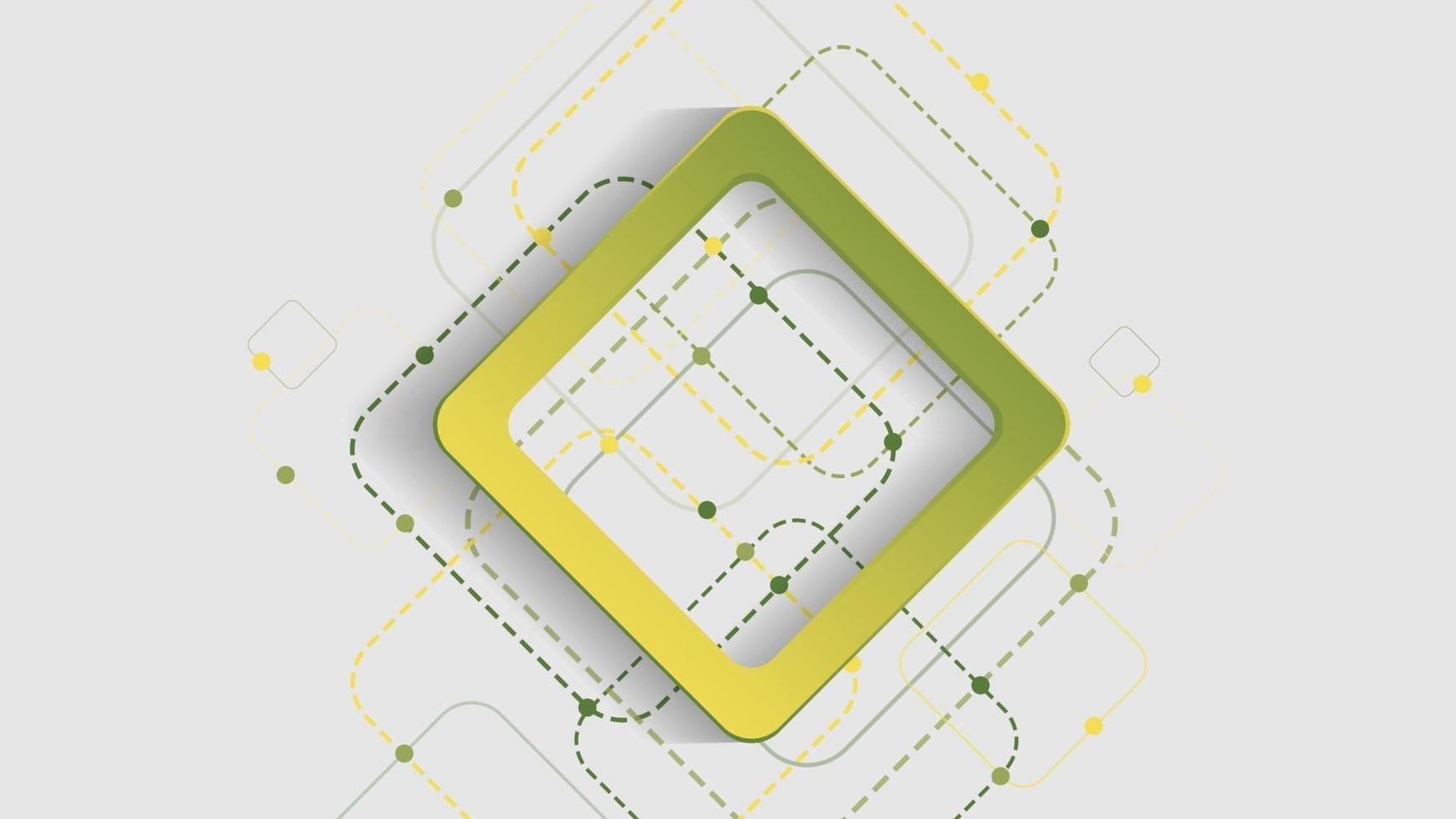 fundo geométrico abstrato com quadrados verdes e amarelos sobre fundo branco vetor