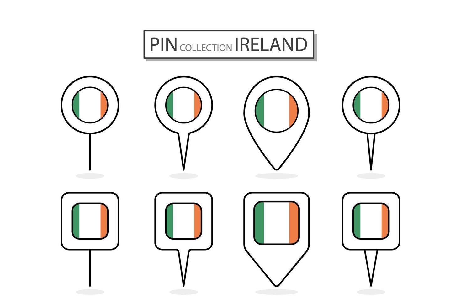 conjunto do plano PIN Irlanda bandeira ícone dentro diverso formas plano PIN ícone ilustração Projeto. vetor