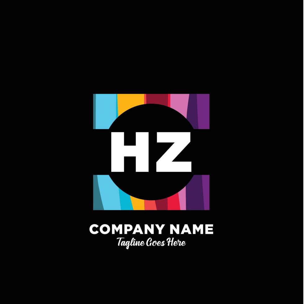hz inicial logotipo com colorida modelo vetor. vetor