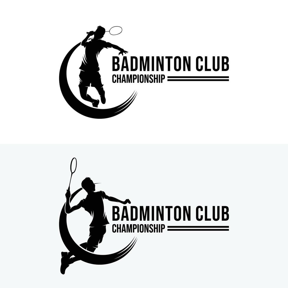 conjunto do badminton esmagar logotipo desenhos vetor