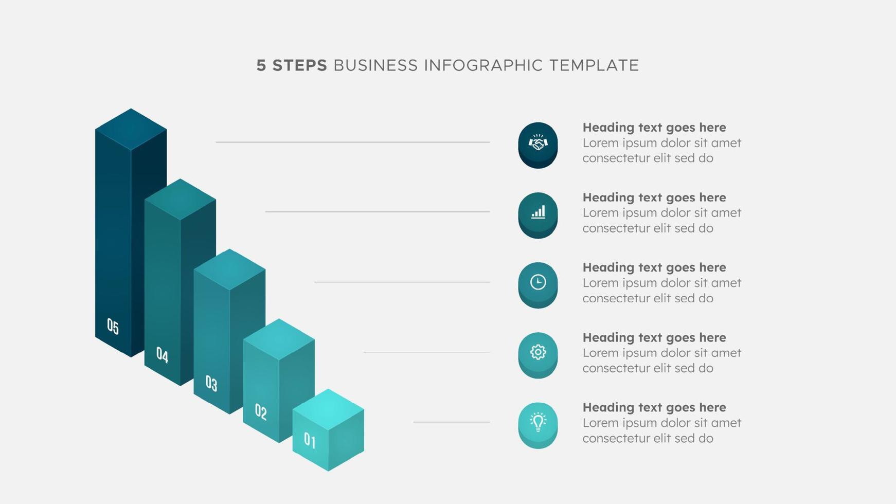 o negócio crescimento sucesso infográfico gráfico modelo Projeto com processo fluxo de trabalho diagrama com 5 passos vetor