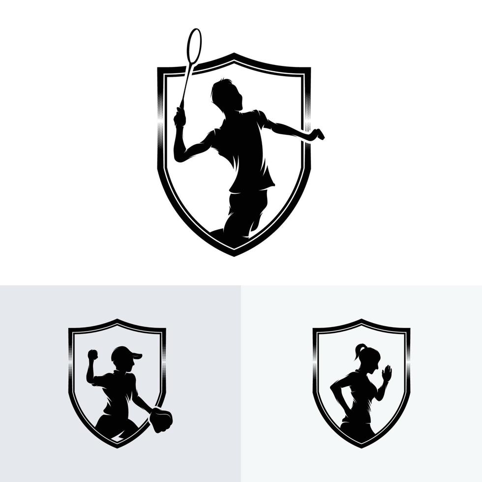 conjunto de modelos de design de logotipo esportivo vetor