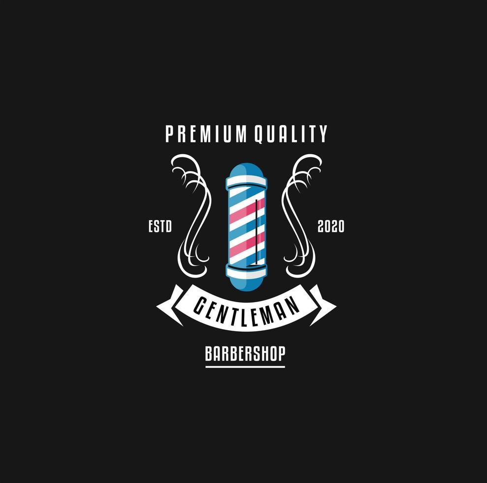 barbearia logotipo vintage clássico estilo, salão moda corte de cabelo pomada crachá ícone simples minimalista moderno, barbeiro pólo navalha barbear tesoura navalha lâmina retro símbolo vetor. vetor