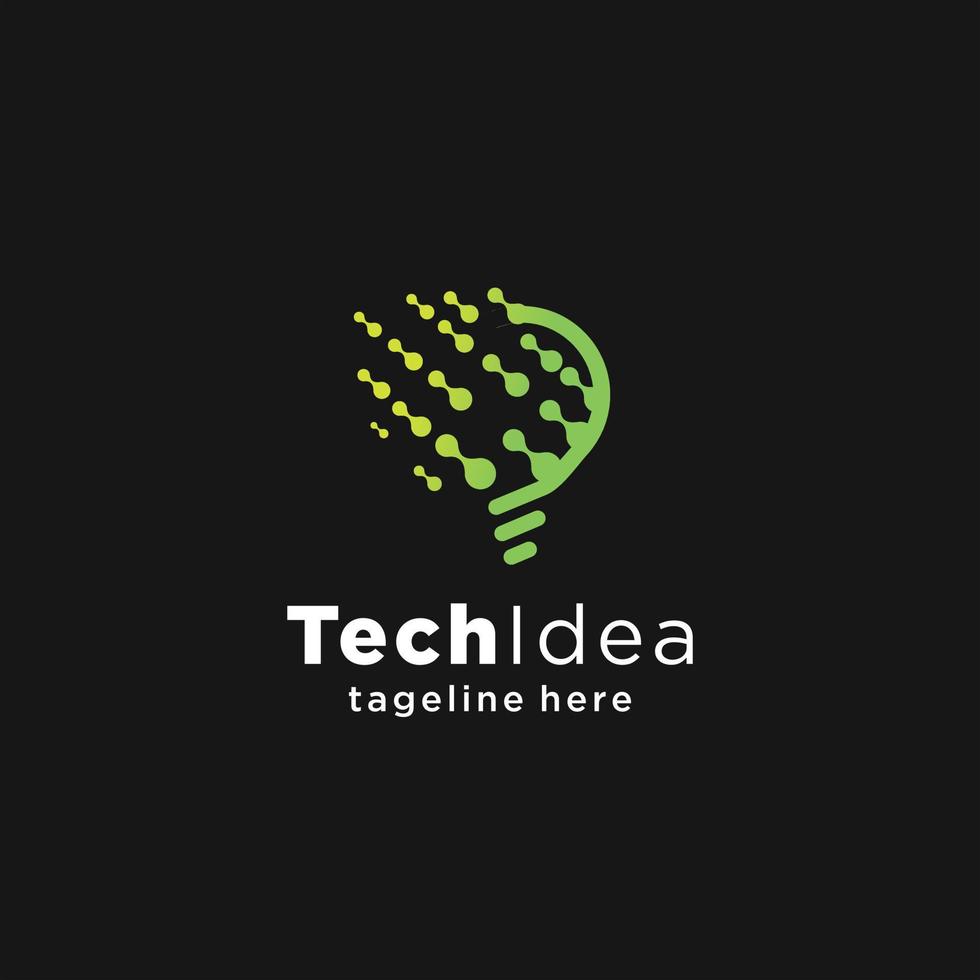 conceito de design de logotipo de lâmpada de tecnologia moderna, modelo de logotipo de idéia de lâmpada de tecnologia de pixel vetor