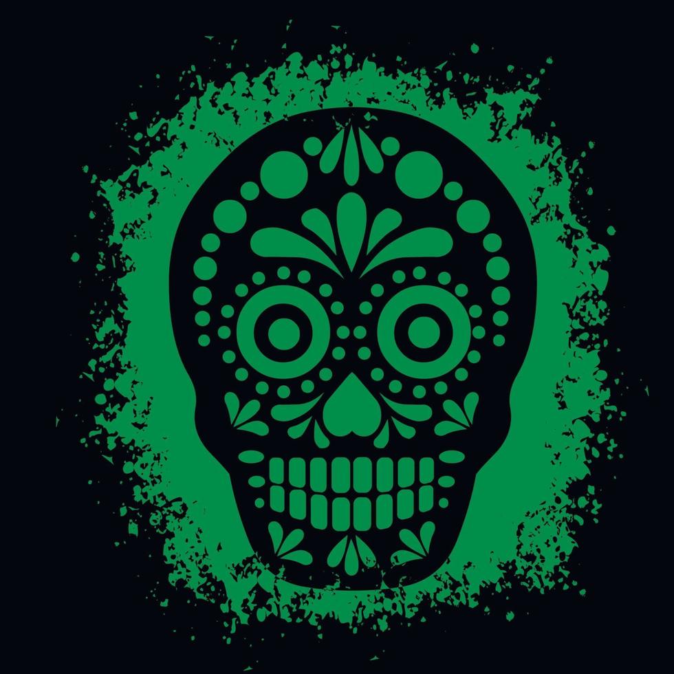 morte sagrada, dia dos mortos, caveira mexicana de açúcar, camisetas grunge vintage design vetor