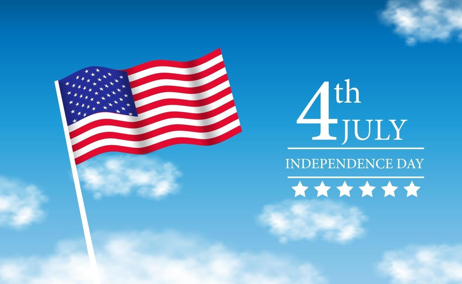bandeira americana no céu em 4 de julho, dia da independência americana vetor